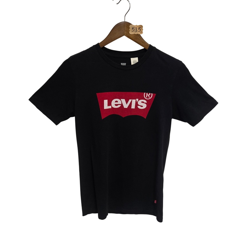 Levis Mens Graphic Batwing Logo T-Shirt Black Red Small Short Sleeve Crewneck